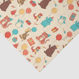 Papier Mousseline Animaux de Fête Hippopotame, Girafe, Ours Annivers