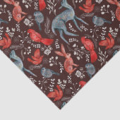 Papier Mousseline Animaux de Noël Folkart scandinave en Brown (Détail)