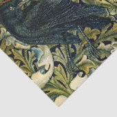 Papier Mousseline ANIMAUX FORESTIERS, RAVEN, FOX, PEACOCK Blue Green (Détail)