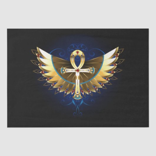 Papier Mousseline Ankh or avec ailes (Recto)