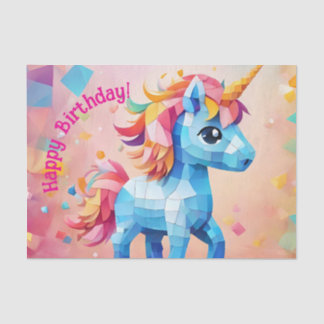 Papier Mousseline Anniversaire coloré de la licorne Pinata