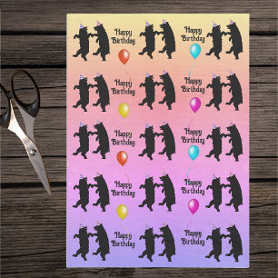 Papier Mousseline Anniversaire Danse Ours Noirs Fête Casquette Ballo