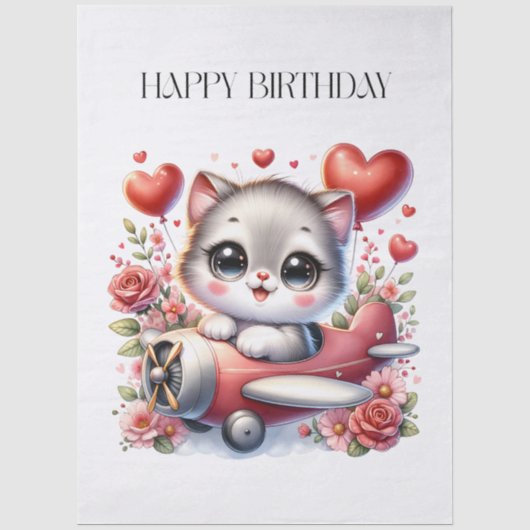 Papier Mousseline Anniversaire de Kitten Pilot (Recto)