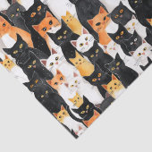 Papier Mousseline Anniversaire des chats noirs blancs orange (Détail)