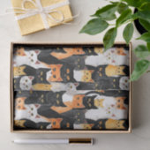 Papier Mousseline Anniversaire des chats noirs blancs orange (Cadeau)