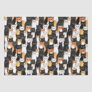 Papier Mousseline Anniversaire des chats noirs blancs orange