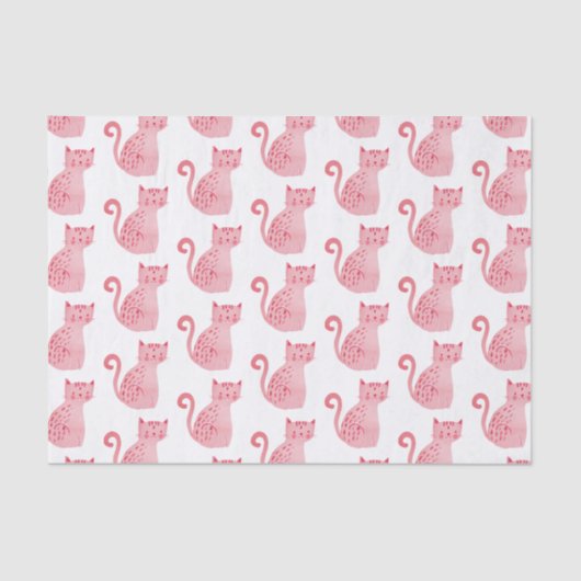 Papier Mousseline Anniversaire des chats roses (Recto)