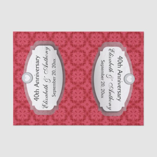 Papier Mousseline Anniversaire du 40e Mariage Ruby Red Z06 (Recto)