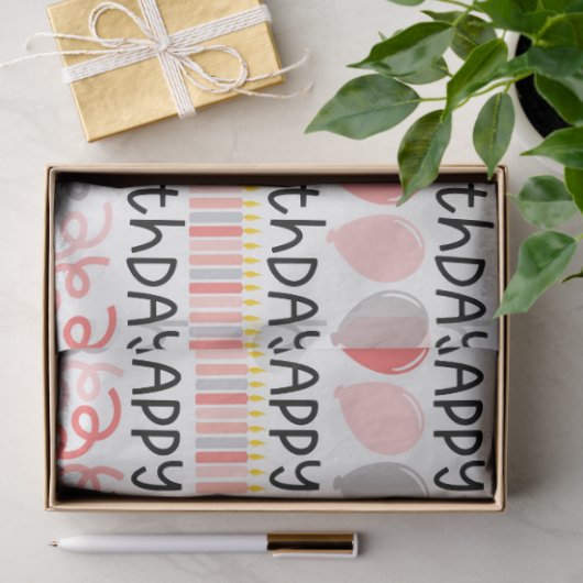 Papier Mousseline Anniversaire Fille Motif Tissu Papier (Cadeau)