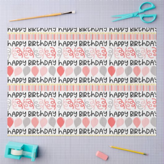 Papier Mousseline Anniversaire Fille Motif Tissu Papier (Artisanat)