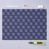 Papier Mousseline Anniversaire marine bleu blanc nom script minimali (Artisanat)