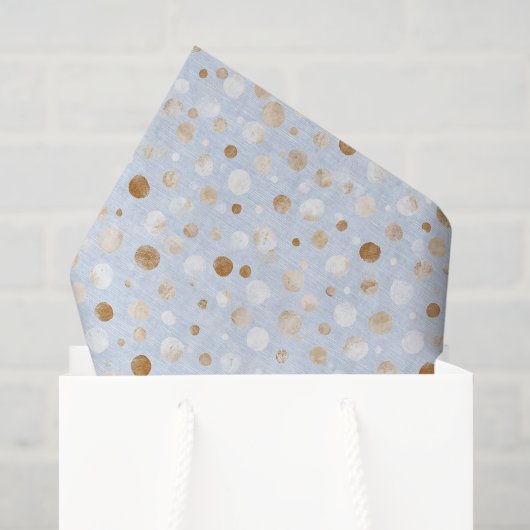 Papier Mousseline Anniversaire Points Bleu Blanc Marron (Sac cadeau)
