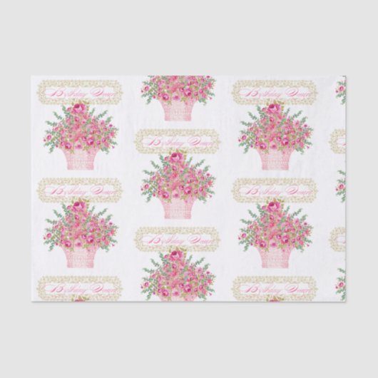 Papier Mousseline Anniversaire Reine, Joyeux Anniversaire Tissu Papi (Recto)