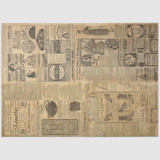 Papier Mousseline Annonces Boutiques vintages (Recto)