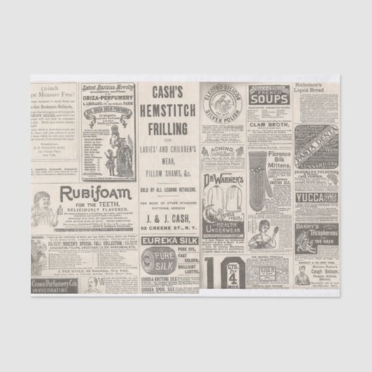 Papier Mousseline Annonces du journal de 1889 (Recto)