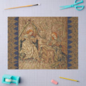 PAPIER MOUSSELINE ANNONCIATION BRODÉRIE D'OR BLEU ANTIQUE (Artisanat)