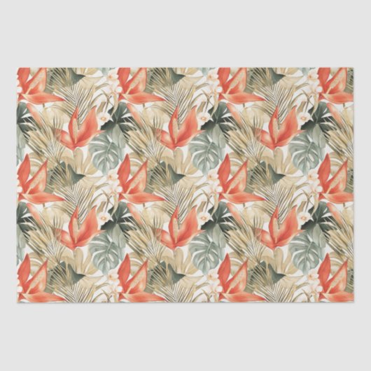 Papier Mousseline Anthurium Floral Orange Tropical Bridal Shower (Recto)