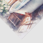 Papier Mousseline Antique Bain Clawfoot Jasmine Baignoire Découpage (Détail)