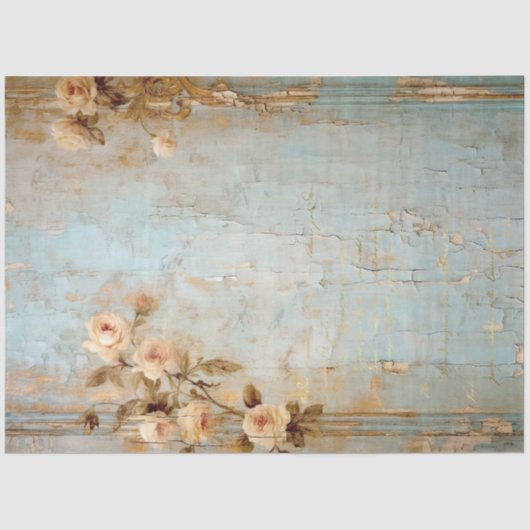Papier Mousseline Antique Blue Romance Design Series 17 (Recto)