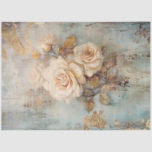 Papier Mousseline Antique Blue Romance Design Series 19 (Recto)