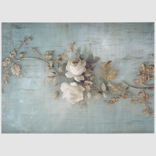 Papier Mousseline Antique Blue Romance Design Series 5 (Recto)
