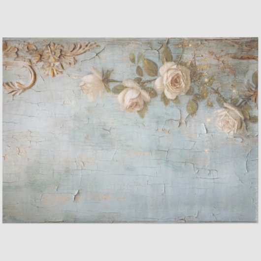 Papier Mousseline Antique Blue Romance Design Series 9 (Recto)