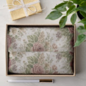 Papier Mousseline Antique Blush Rose Garden Pattern (Cadeau)