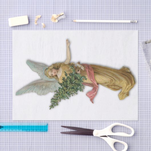 Papier Mousseline Antique Christmas Angel Victorian Christian Big    (Artisanat)