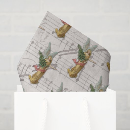 Papier Mousseline Antique Christmas Tree Angel Victorian Christian (Sac cadeau)