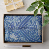 Papier Mousseline Antique classique chinois Floral Cobalt Blue Motif (Cadeau)