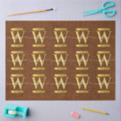 Papier Mousseline Antique Faux en cuir et or Monogramme Anniversaire (Artisanat)