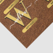 Papier Mousseline Antique Faux en cuir et or Monogramme Anniversaire (Détail)