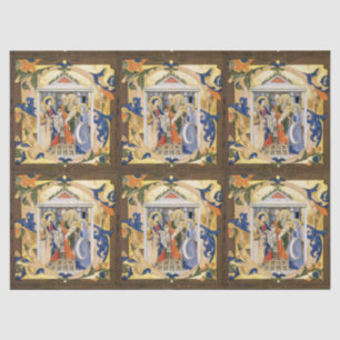 PAPIER MOUSSELINE ANTIQUE FLORAL NATIVITÉ CHRISTMAS PARCHEMENT