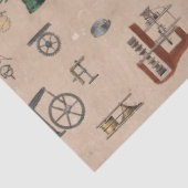 Papier Mousseline Antique Ingénierie Mécanique Motif scientifique (Détail)