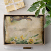 Papier Mousseline Antique Lapin de Pâques & Daffodique Ephemera Déco (Cadeau)