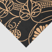 Papier Mousseline Antique motif floral orange sur noir (Détail)