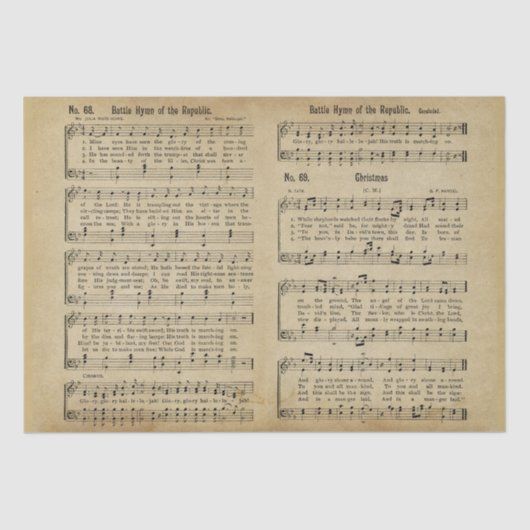 Papier Mousseline Antique Paper Vintage Christmas Sheet Music (Recto)