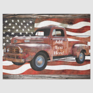 Papier Mousseline Antique Red Truck Vintage Red Truck Drapeau améric