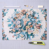 Papier Mousseline Antique Romain Floral Mosaic Blue Découpage (Artisanat)