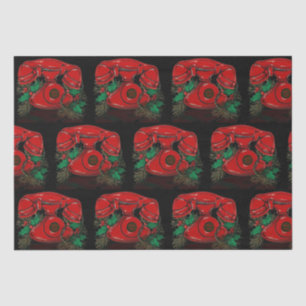 Papier Mousseline Antique Rouge Noël Téléphone Cadeau