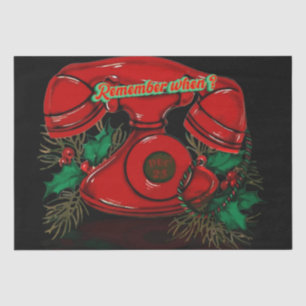 Papier Mousseline Antique Rouge Noël Téléphone Cadeau