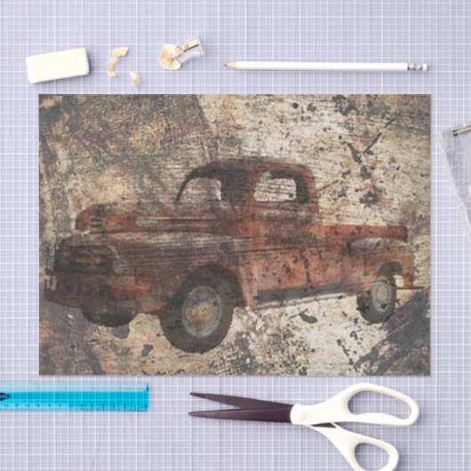 Papier Mousseline Antique Rustique vieux camion (Artisanat)