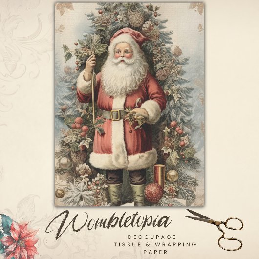 Papier Mousseline Antique Santa Claus victorienne Découpage de Noël