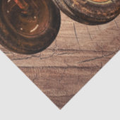 Papier Mousseline Antique Tracteur rouge Coq Hen (Détail)