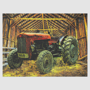 Papier Mousseline Antique Tracteur rouge Russe Barne