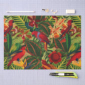 Papier Mousseline Antique Tropical Parrots Jungle Motif (Artisanat)