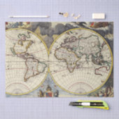 Papier Mousseline Antique vieille carte inspirée (4) (Artisanat)