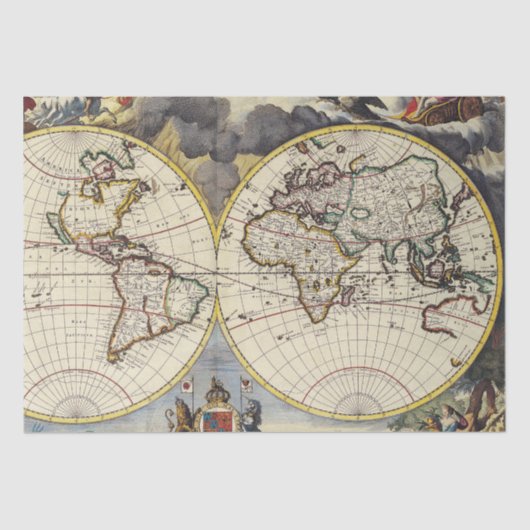 Papier Mousseline Antique vieille carte inspirée (4) (Recto)