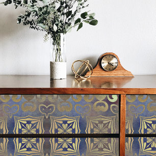 Papier Mousseline Antique Vintage Élégant Cuivre Et Mosaïque Bleue