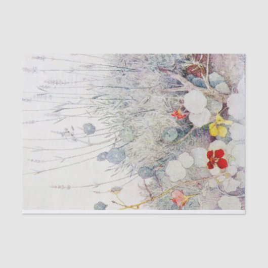 Papier Mousseline Antique Watercolor Wild Nasturtiums Tissue Paper (Recto)